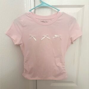 Rebellious One Light Pink crop top with Bows